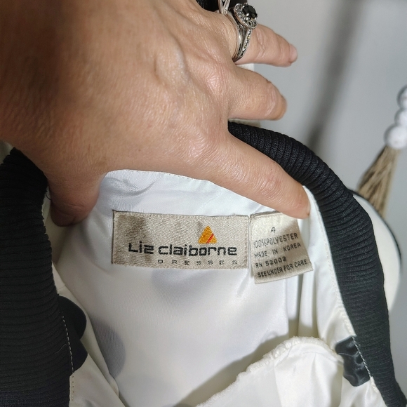 Liz Claiborne Black and White Polka Dot Vintage Dress Shirt - Picture 3 of 3